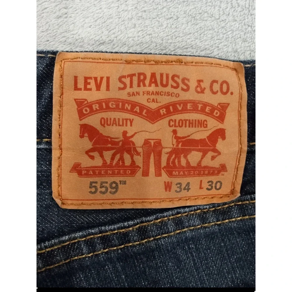 Mens Levi's 559 Dark Wash Denim Blue Jeans Red Tab 34x30